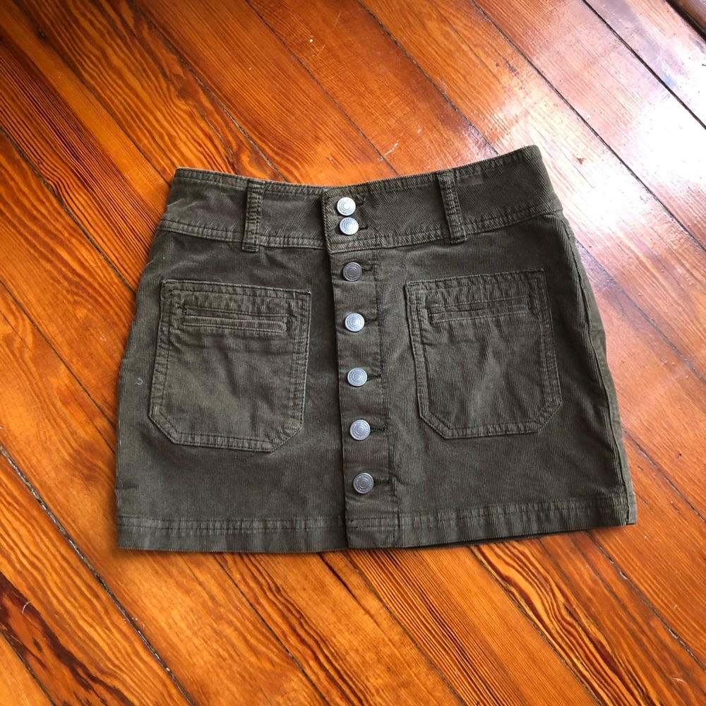 Free People Green Corduroy skirt